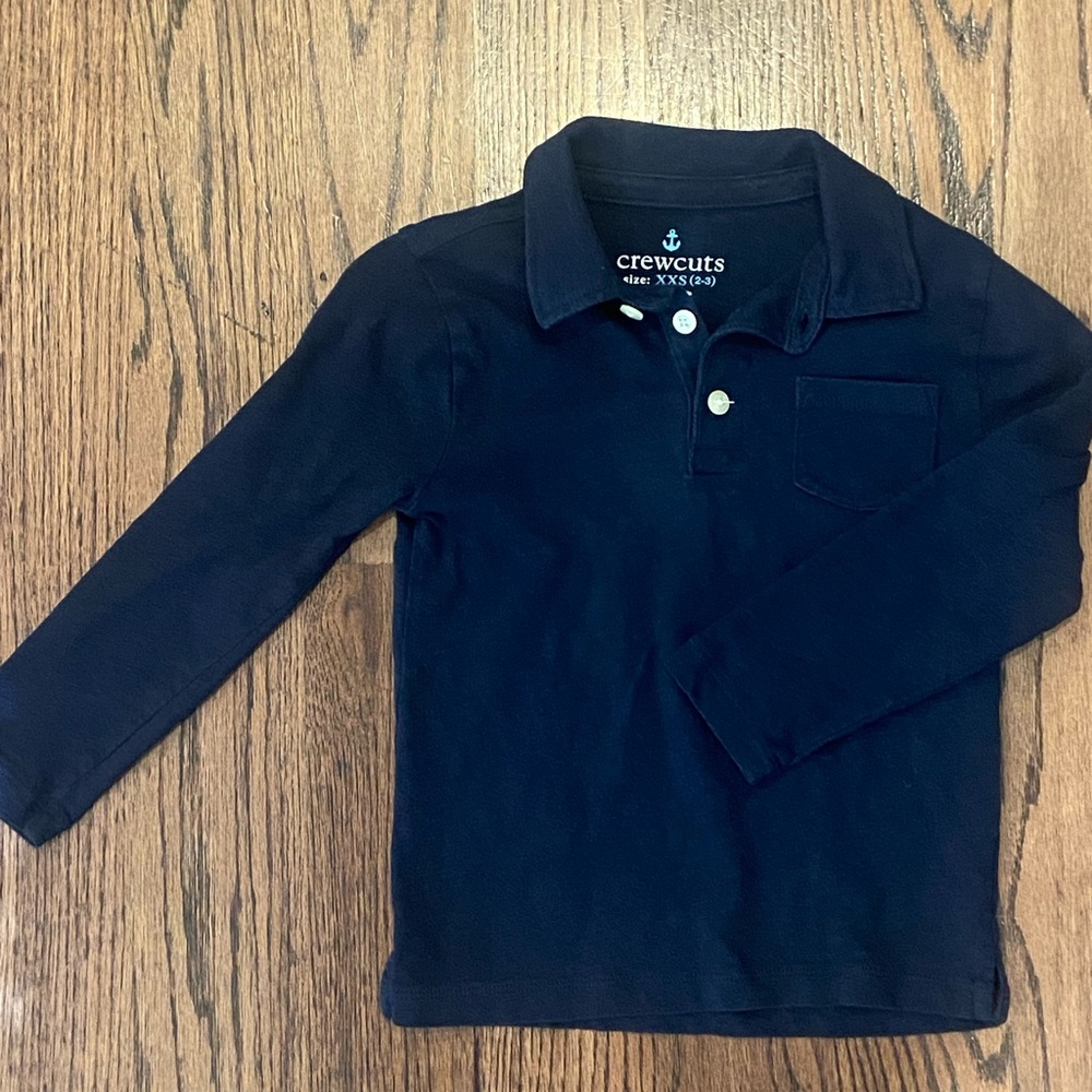 Crewcuts Navy Blue Long Sleeve Polo Boys XXS (2-3)